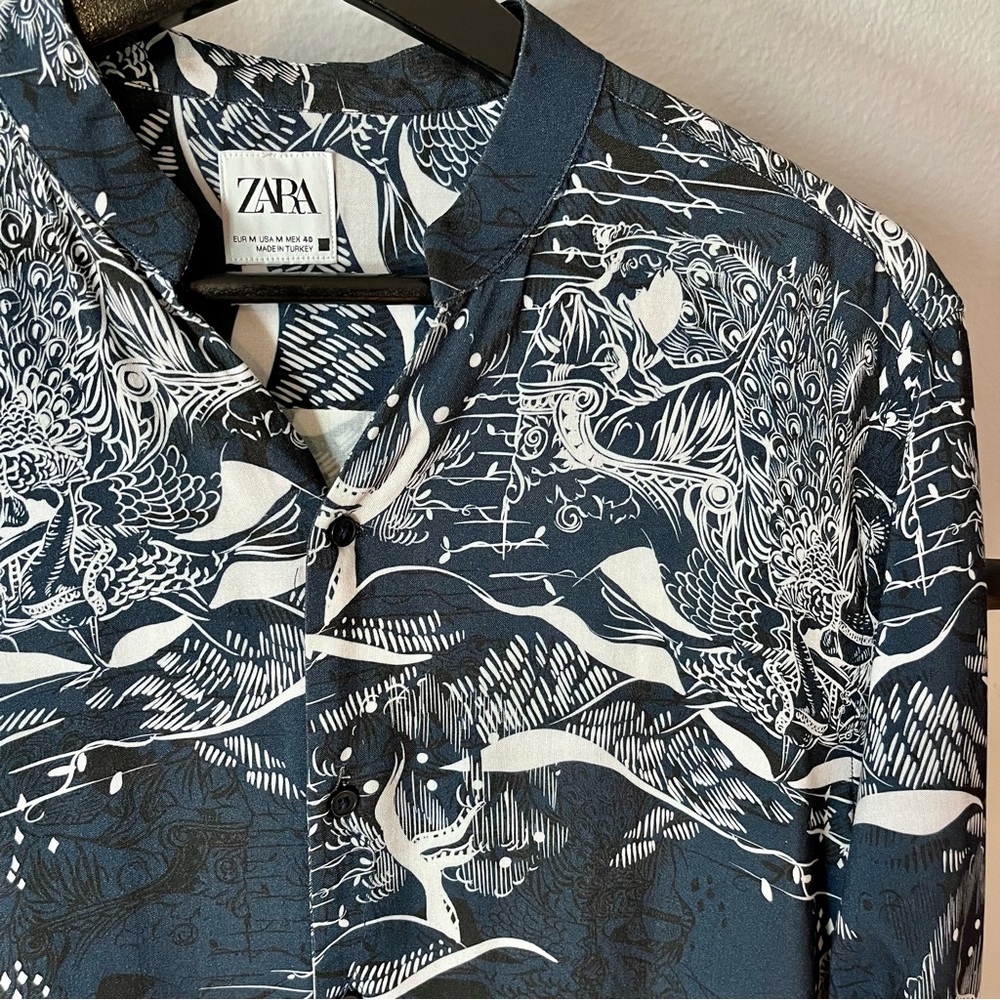 Zara Navy Blue Pattern Shirt - Picture 2 of 3